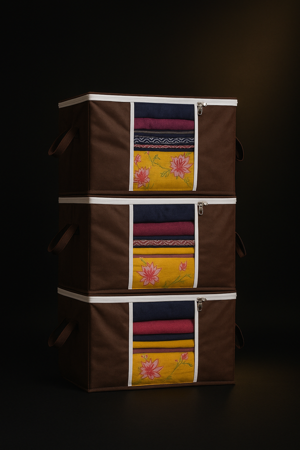 Premium Storage Organizer- Solid Non Woven Storage Organizer (Set of 3)